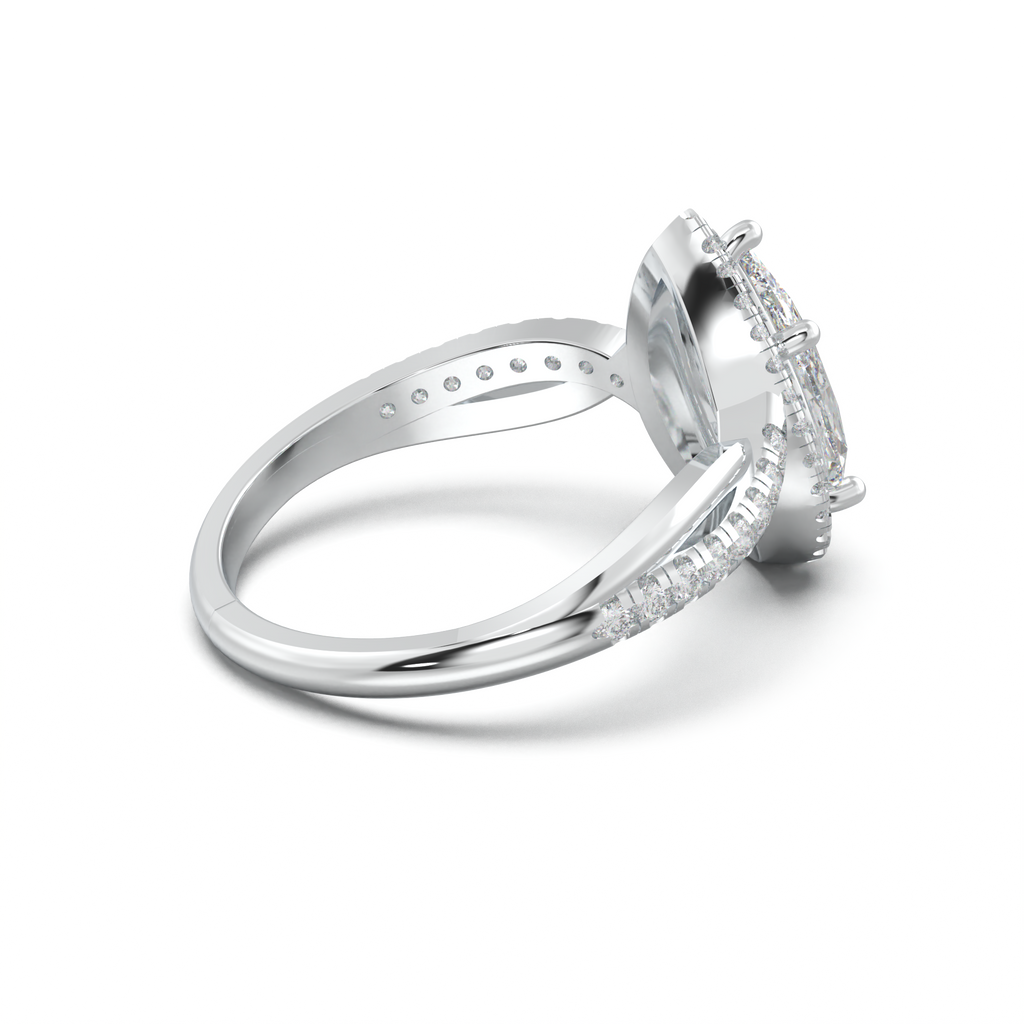 Pear Halo Twisted Pavé Engagement Ring