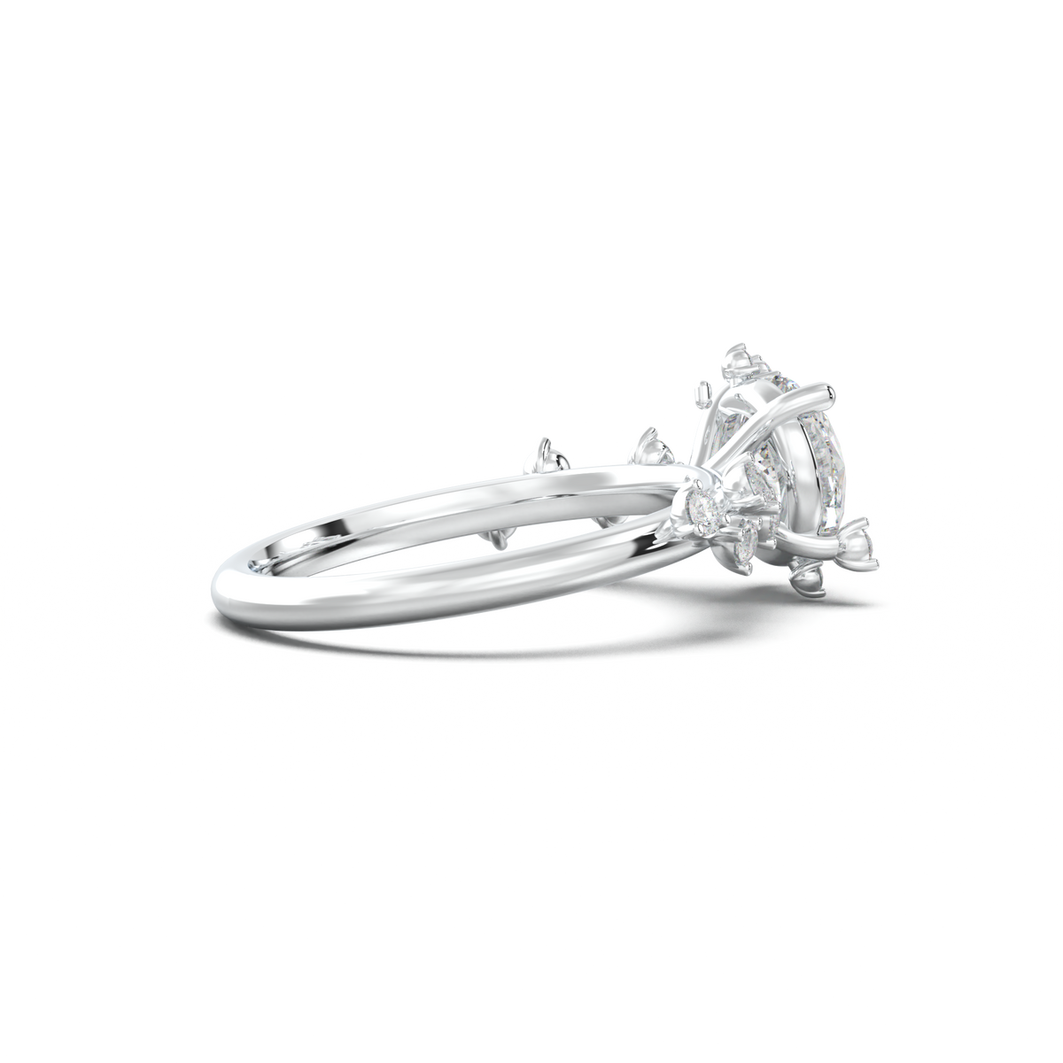 Round Botanical Accent Engagement Ring