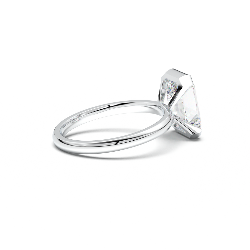 Emerald Cut Half-Bezel Engagement Ring