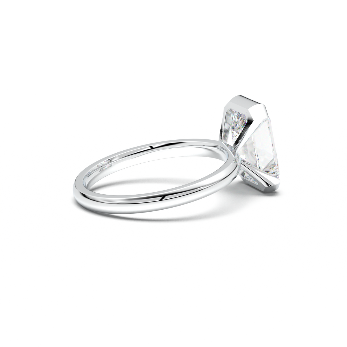 Emerald Cut Half-Bezel Engagement Ring