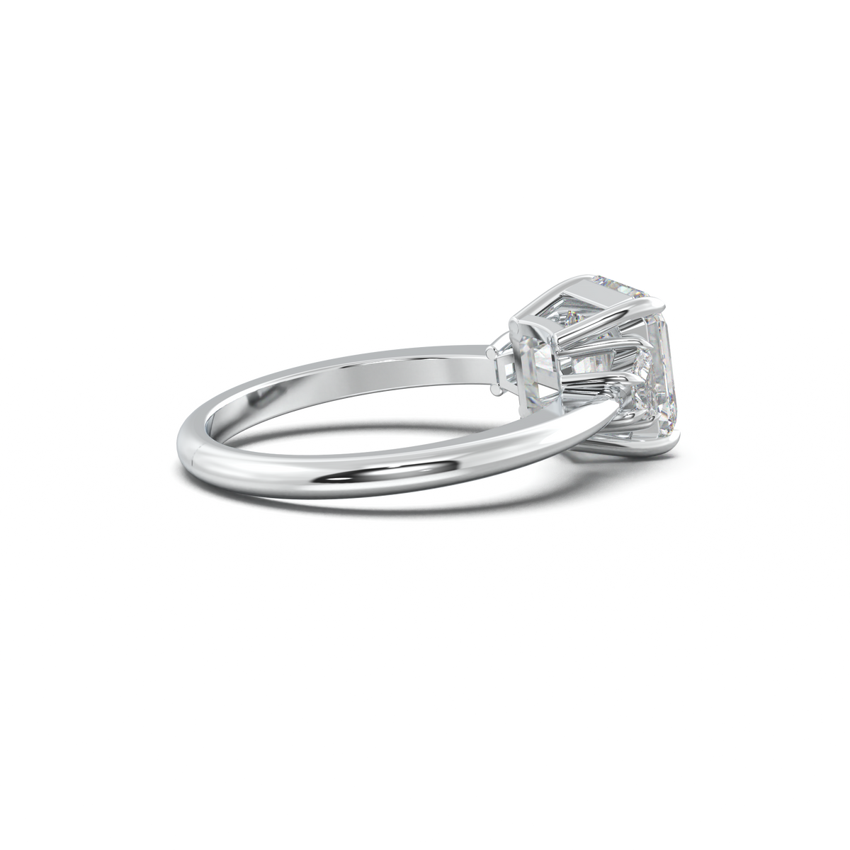 Asscher Baguette Three-Stone Engagement Ring