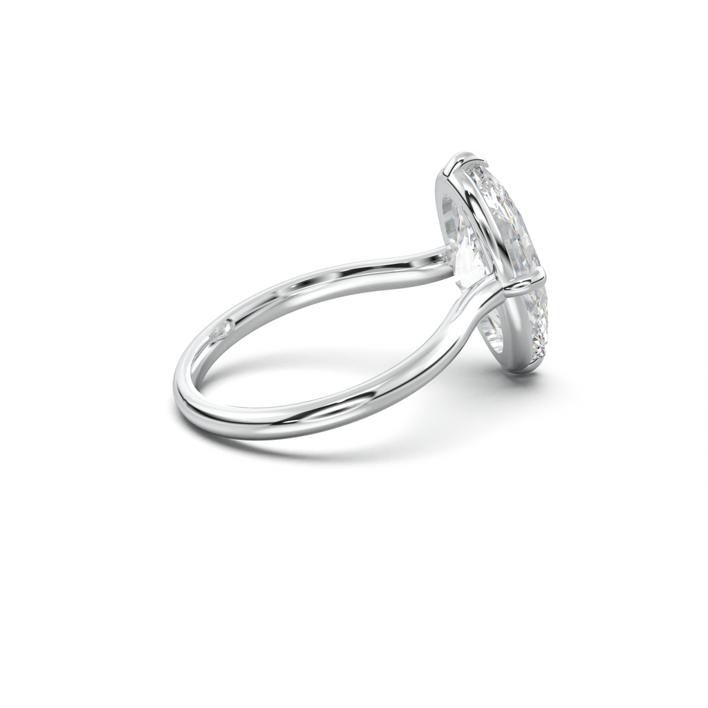 Elongated Moval Solitaire Engagement Ring
