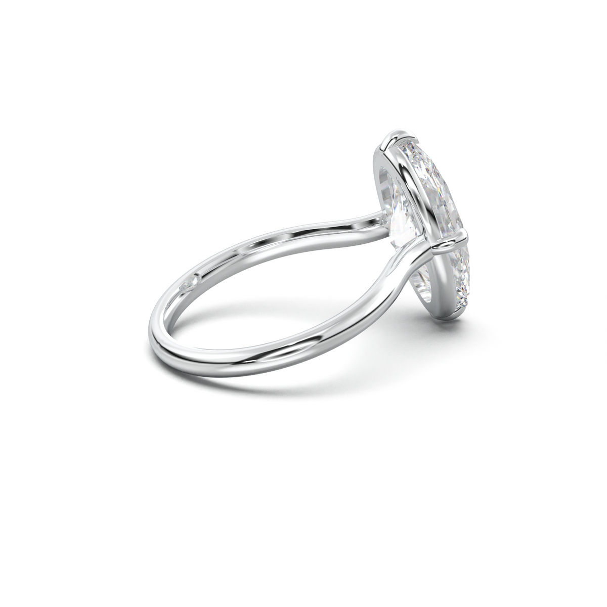 Elongated Moval Solitaire Engagement Ring