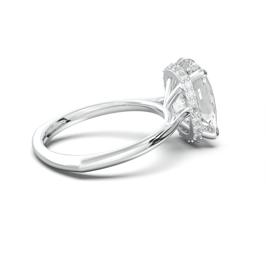 Cushion Hidden Halo Engagement Ring