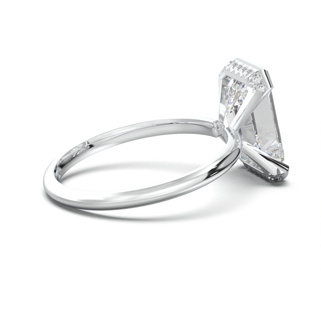 Emerald Hidden Halo Engagement Ring