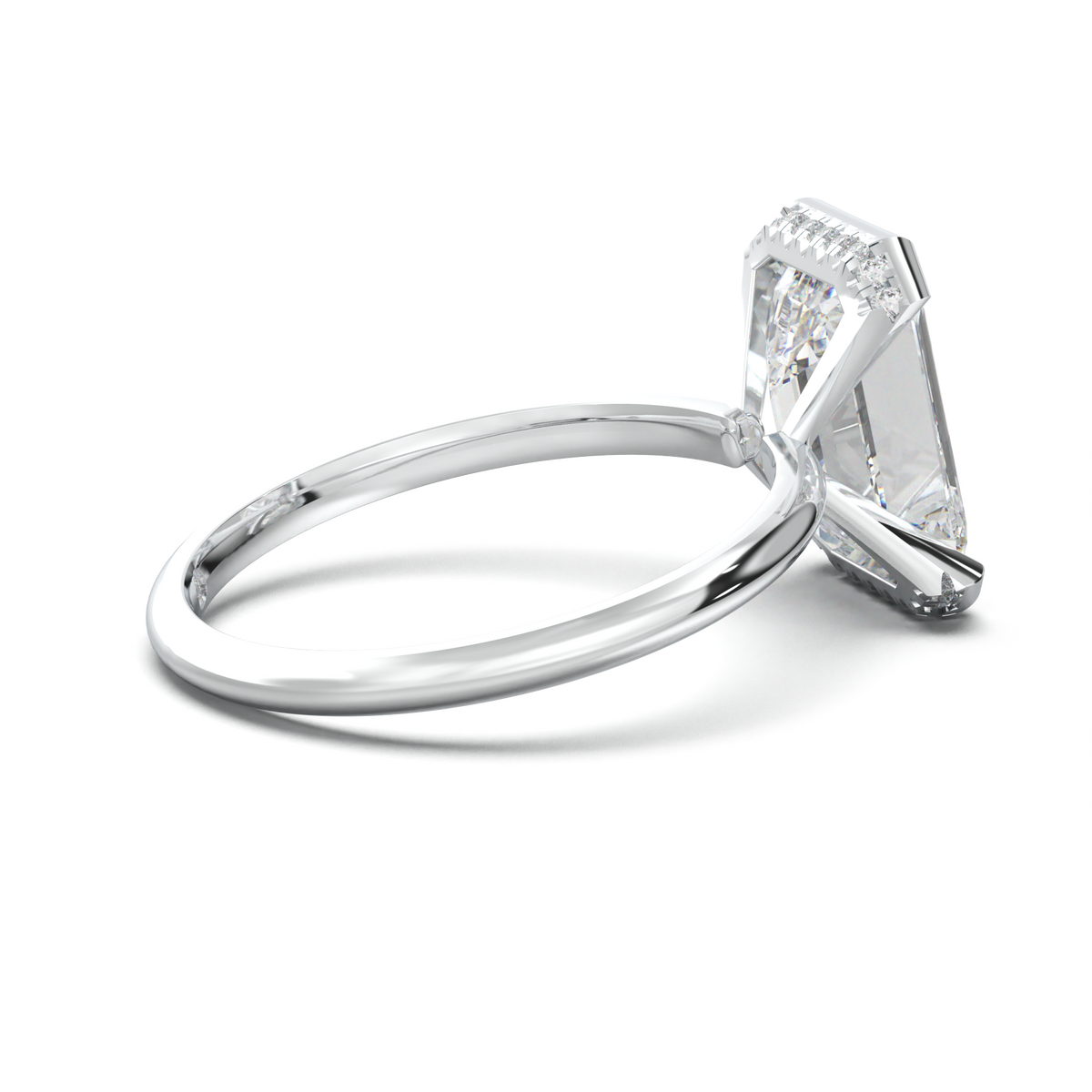 Emerald Hidden Halo Engagement Ring
