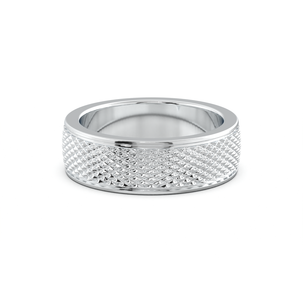 Diamond-Cut Textured Men's Wedding Band