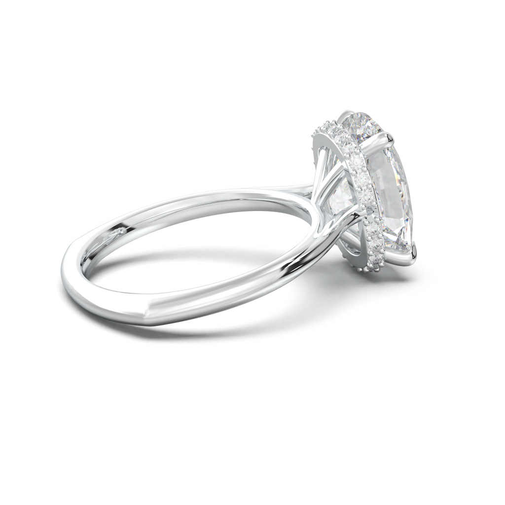 Cushion Hidden Halo Engagement Ring
