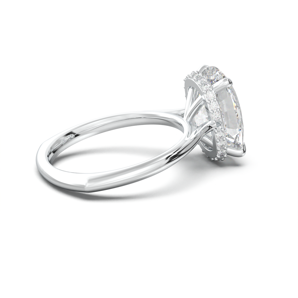 Cushion Hidden Halo Engagement Ring