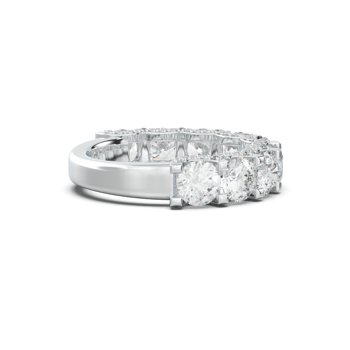 Round Diamond Pavé-Edge Wedding Band