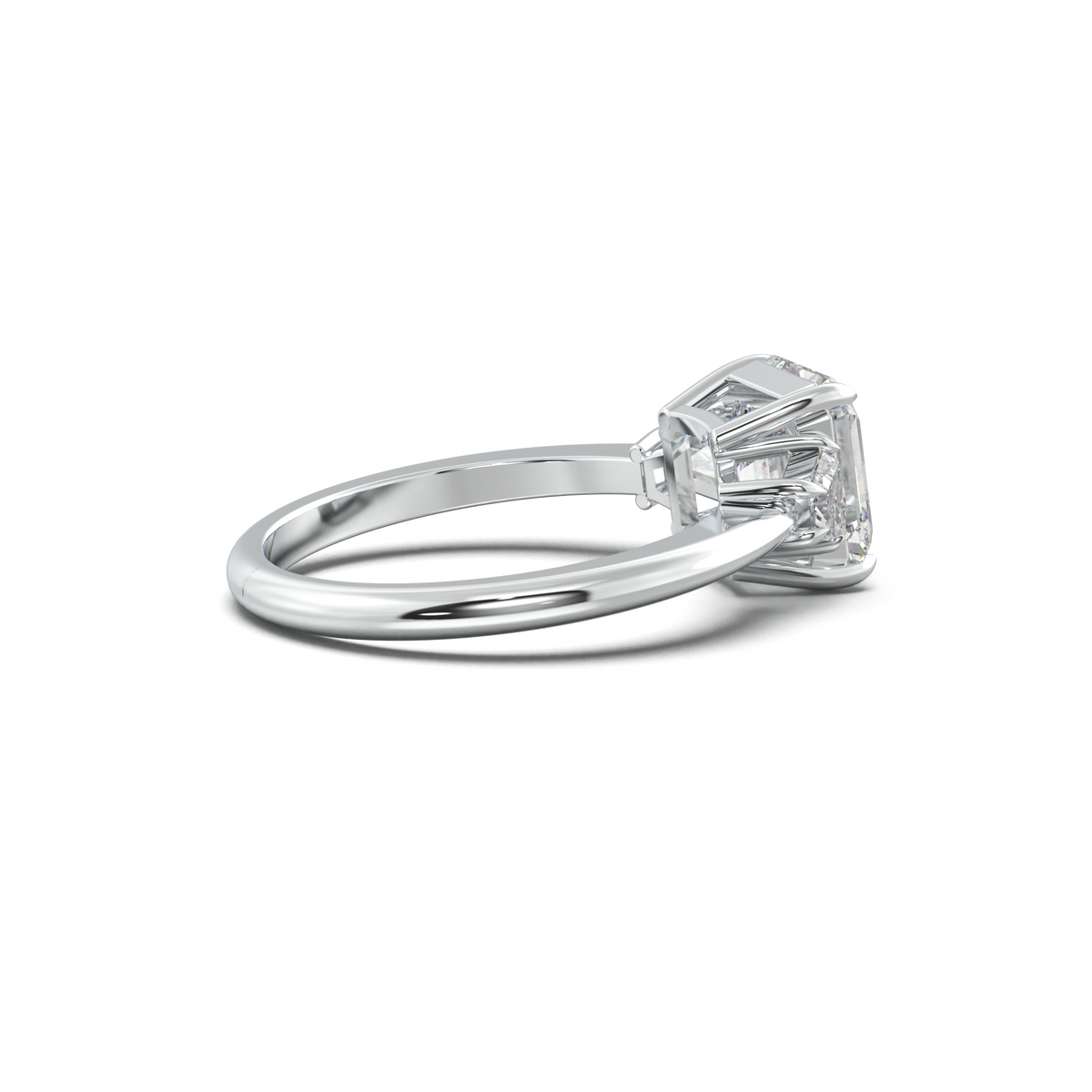 Asscher Baguette Three-Stone Engagement Ring
