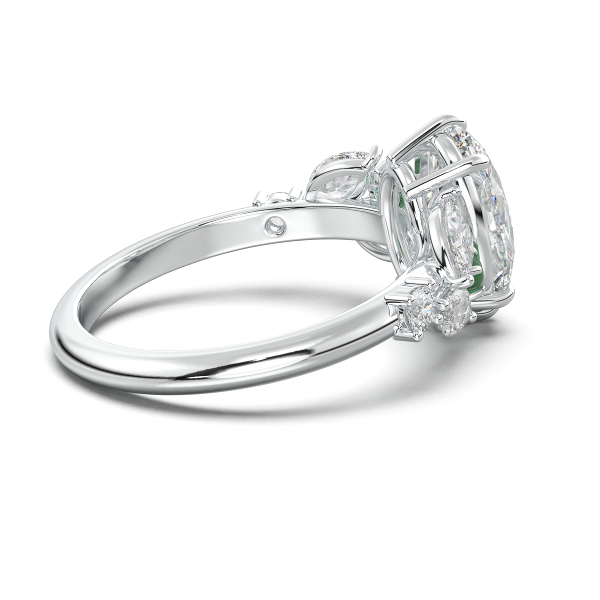 Oval Marquise-Accent Engagement Ring