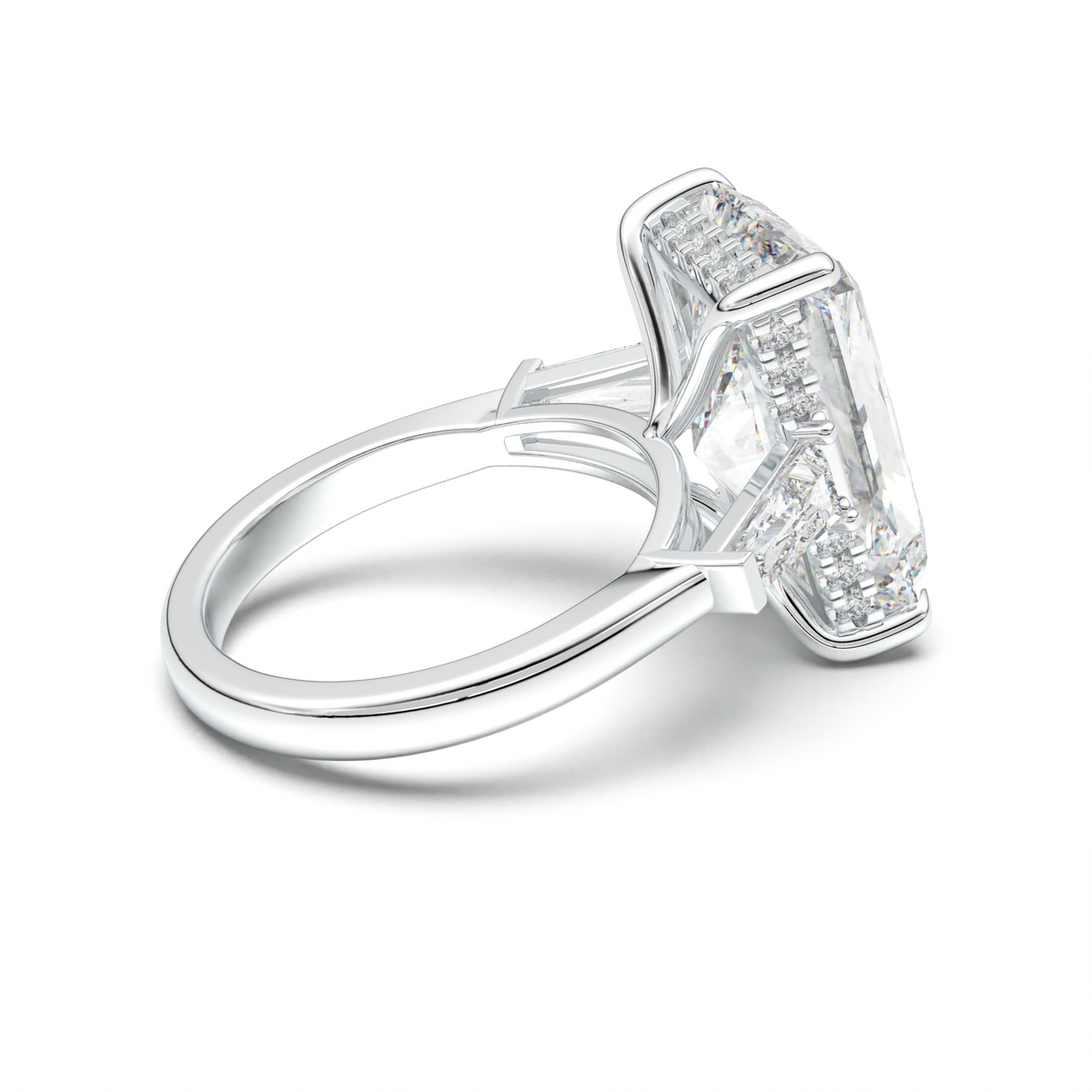 Radiant Baguette Hidden Halo Engagement Ring