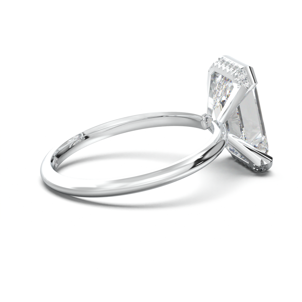 Emerald Hidden Halo Engagement Ring