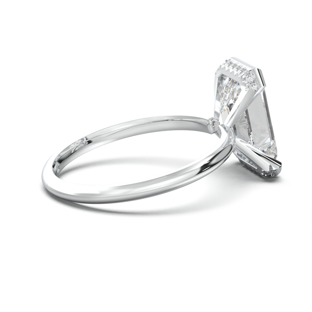 Emerald Hidden Halo Engagement Ring