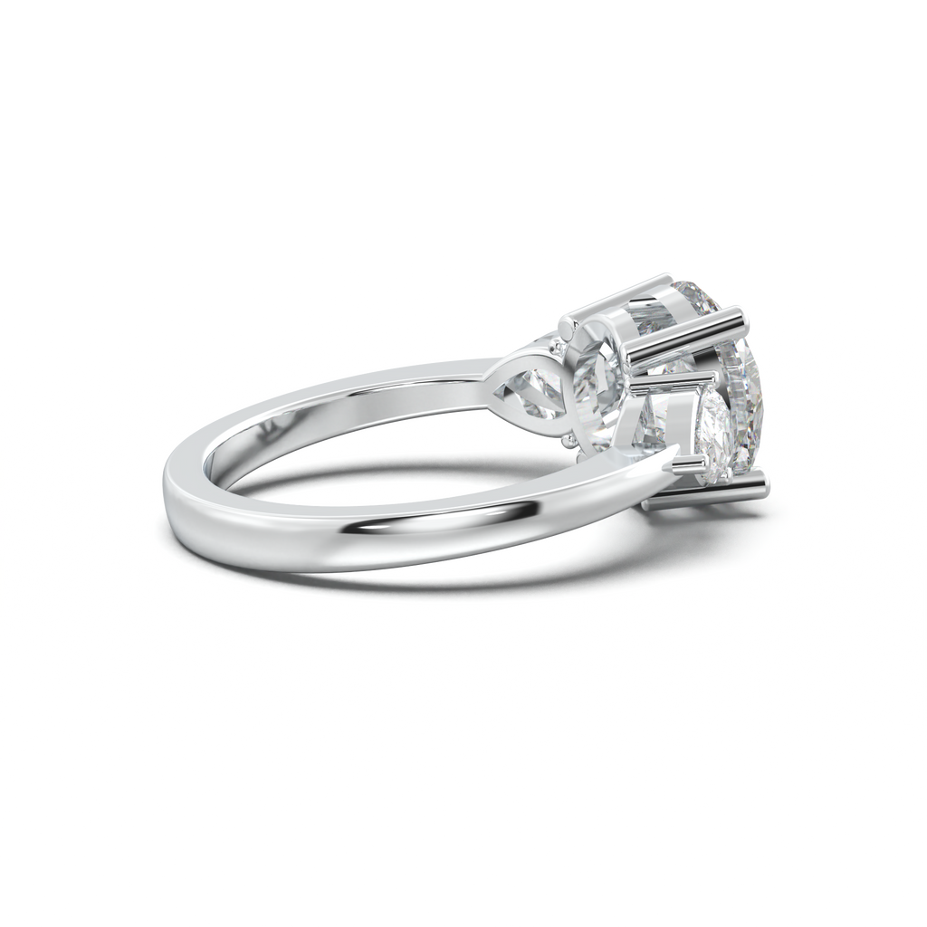 Round Pear Three-Stone Engagement Ring