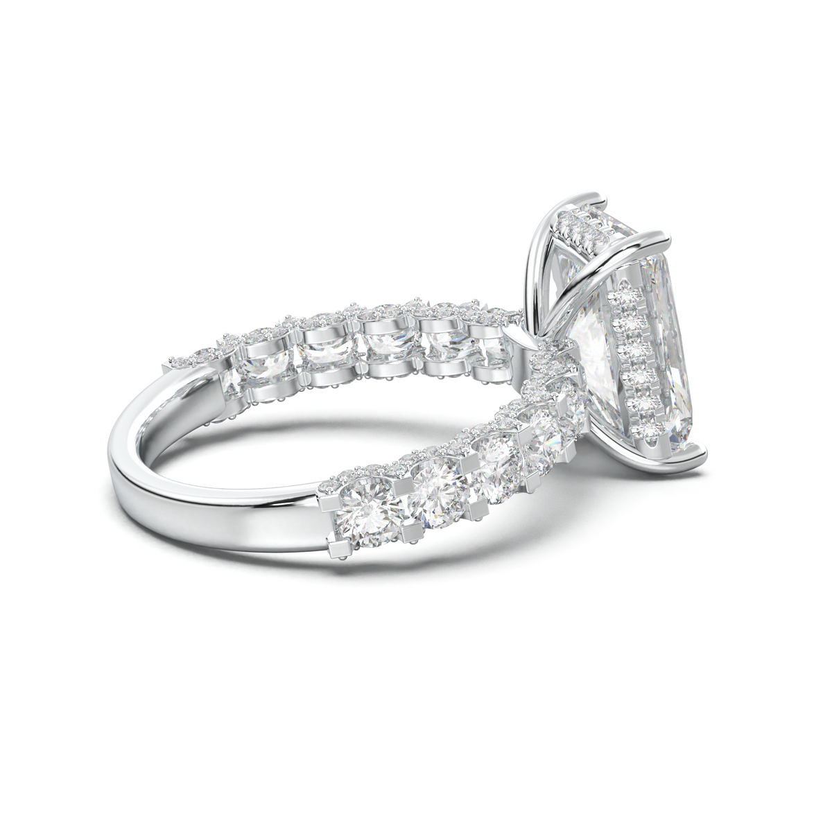 Radiant Diamond Band Engagement Ring