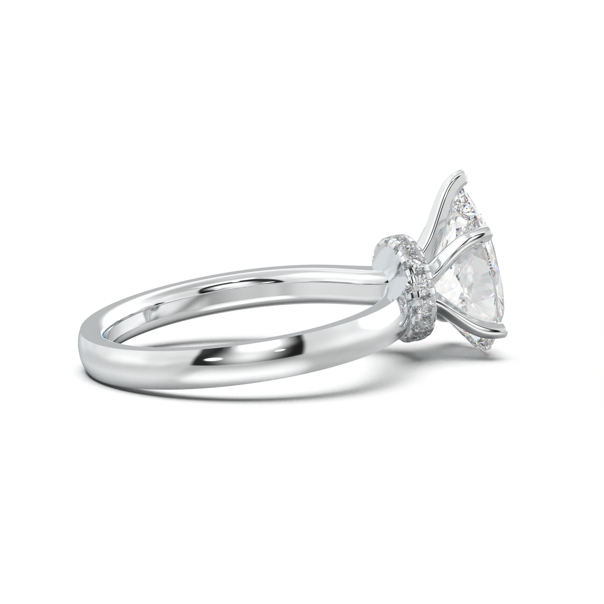 Pear Hidden Halo Engagement Ring