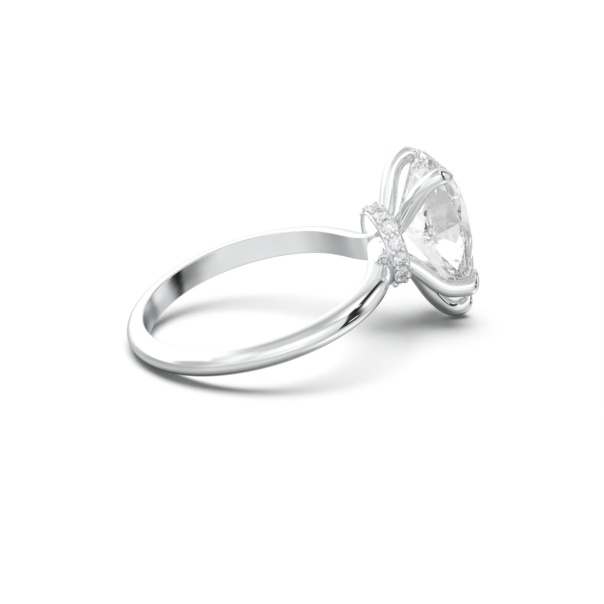Pear Hidden Halo Engagement Ring