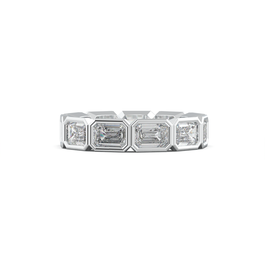 Emerald-Cut Bezel-Style Eternity Wedding Band