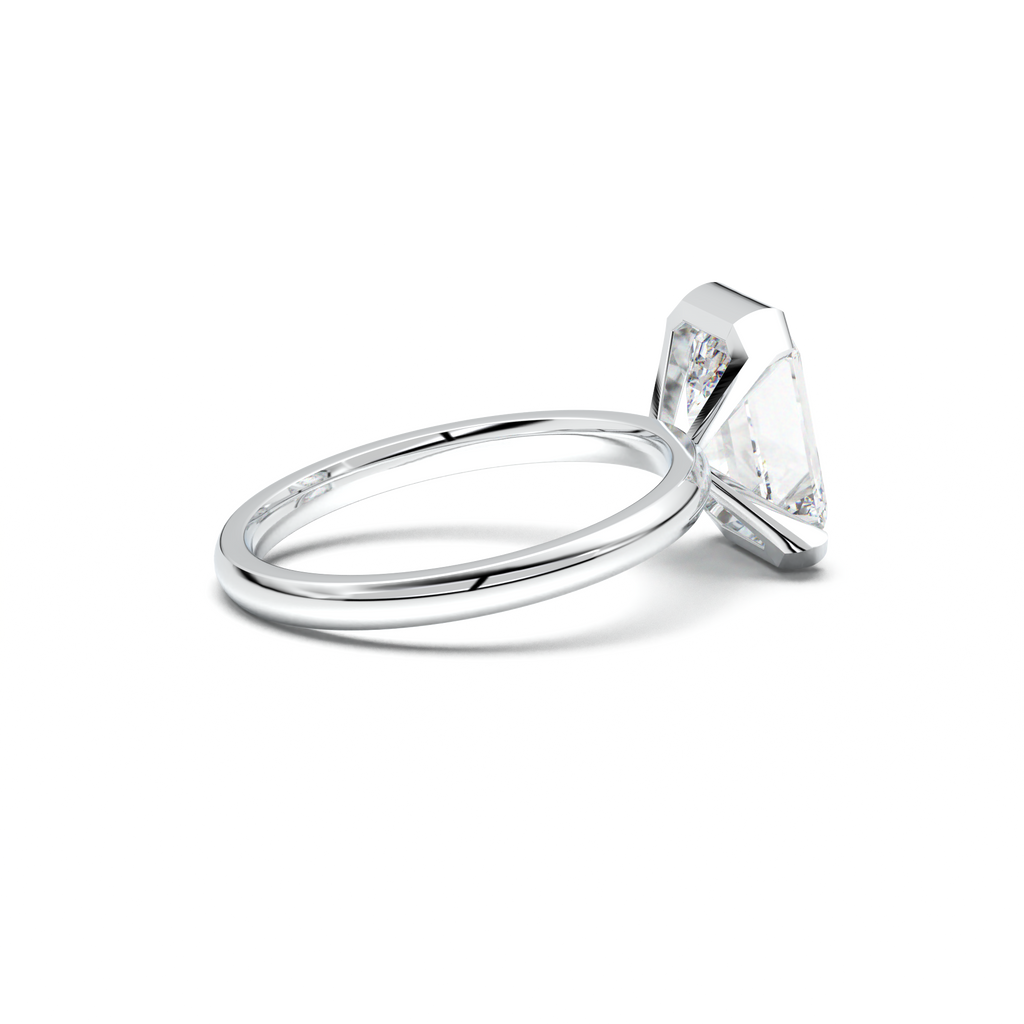 Emerald Cut Half-Bezel Engagement Ring