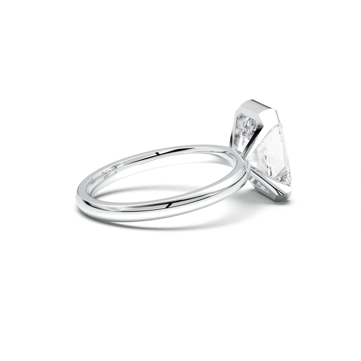 Emerald Cut Half-Bezel Engagement Ring