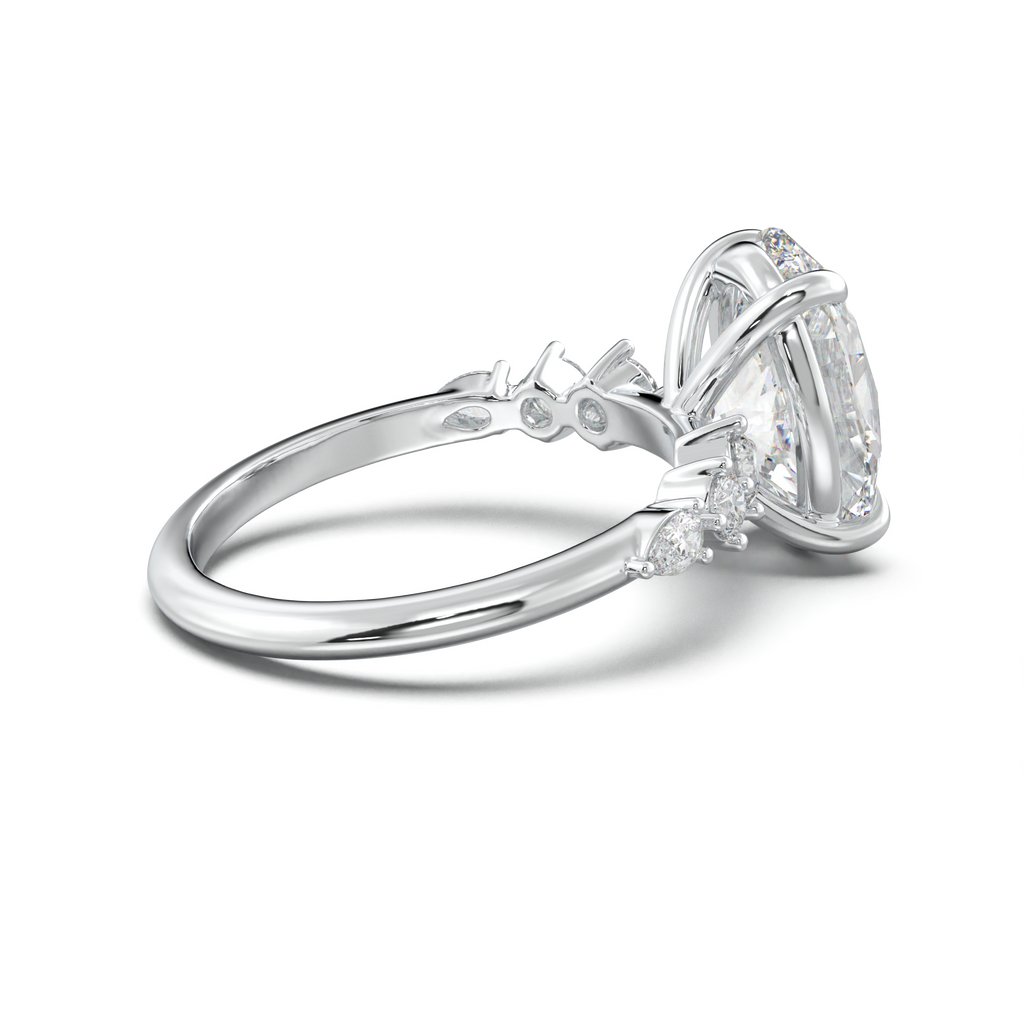 Oval Pear-Accent Engagement Ring