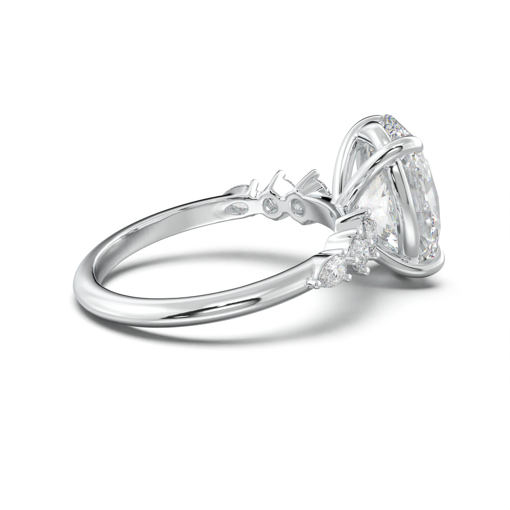 Oval Pear-Accent Engagement Ring