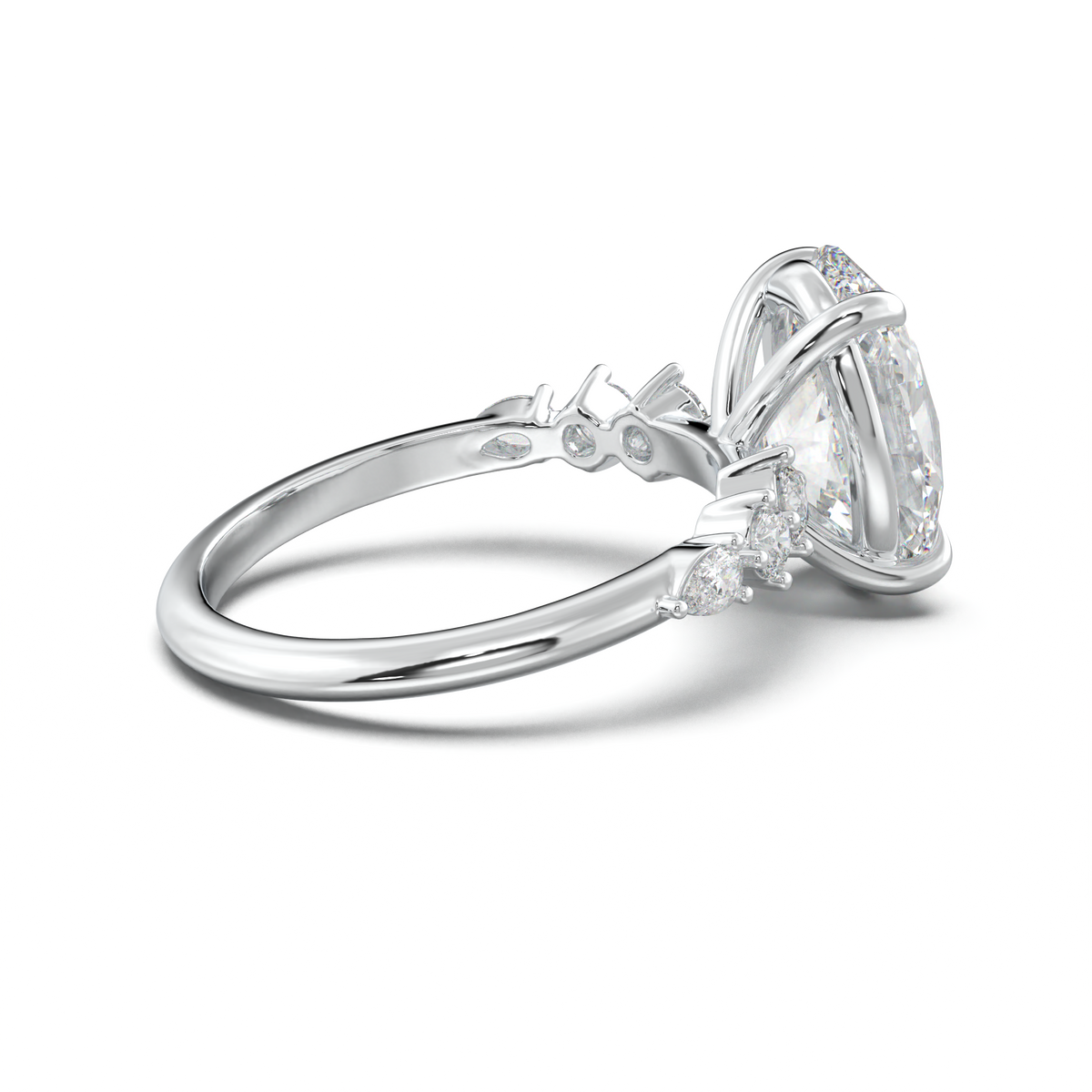 Oval Pear-Accent Engagement Ring