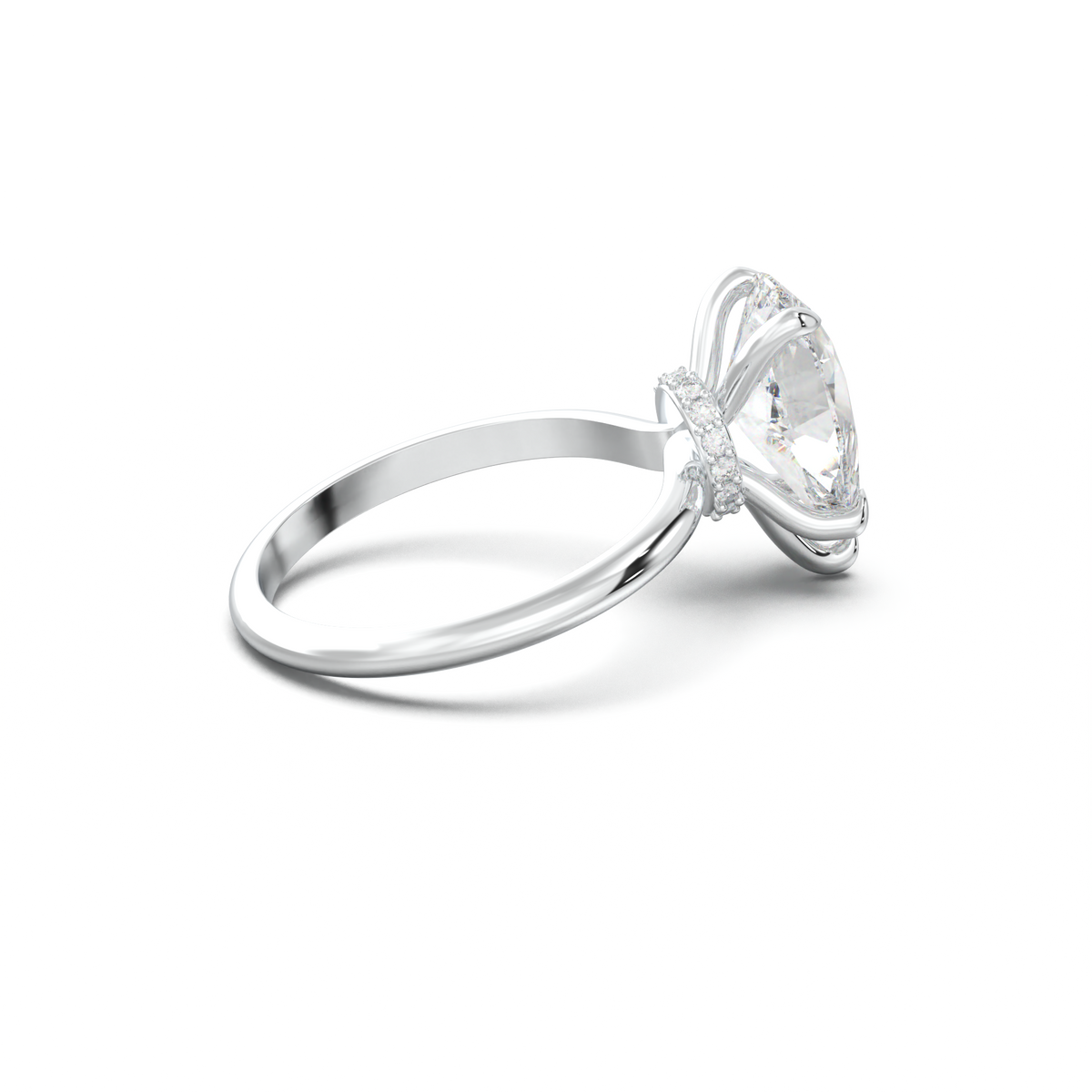 Pear Hidden Halo Engagement Ring