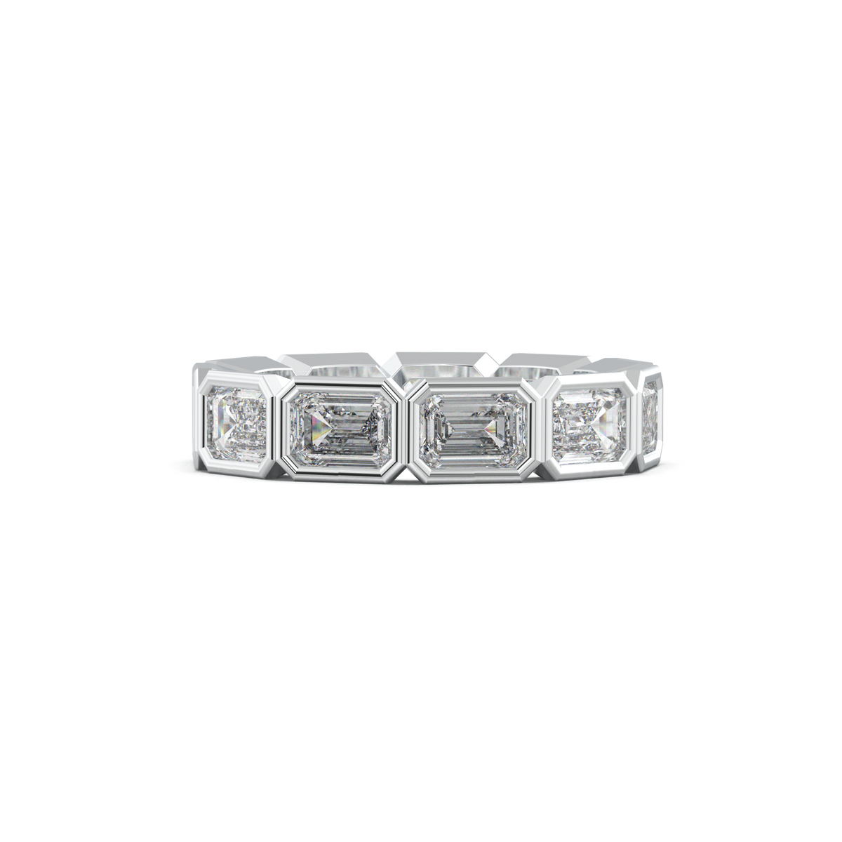 Emerald-Cut Bezel-Style Eternity Wedding Band