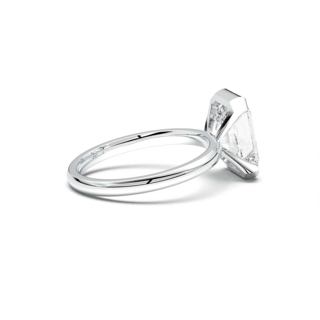 Emerald Cut Half-Bezel Engagement Ring