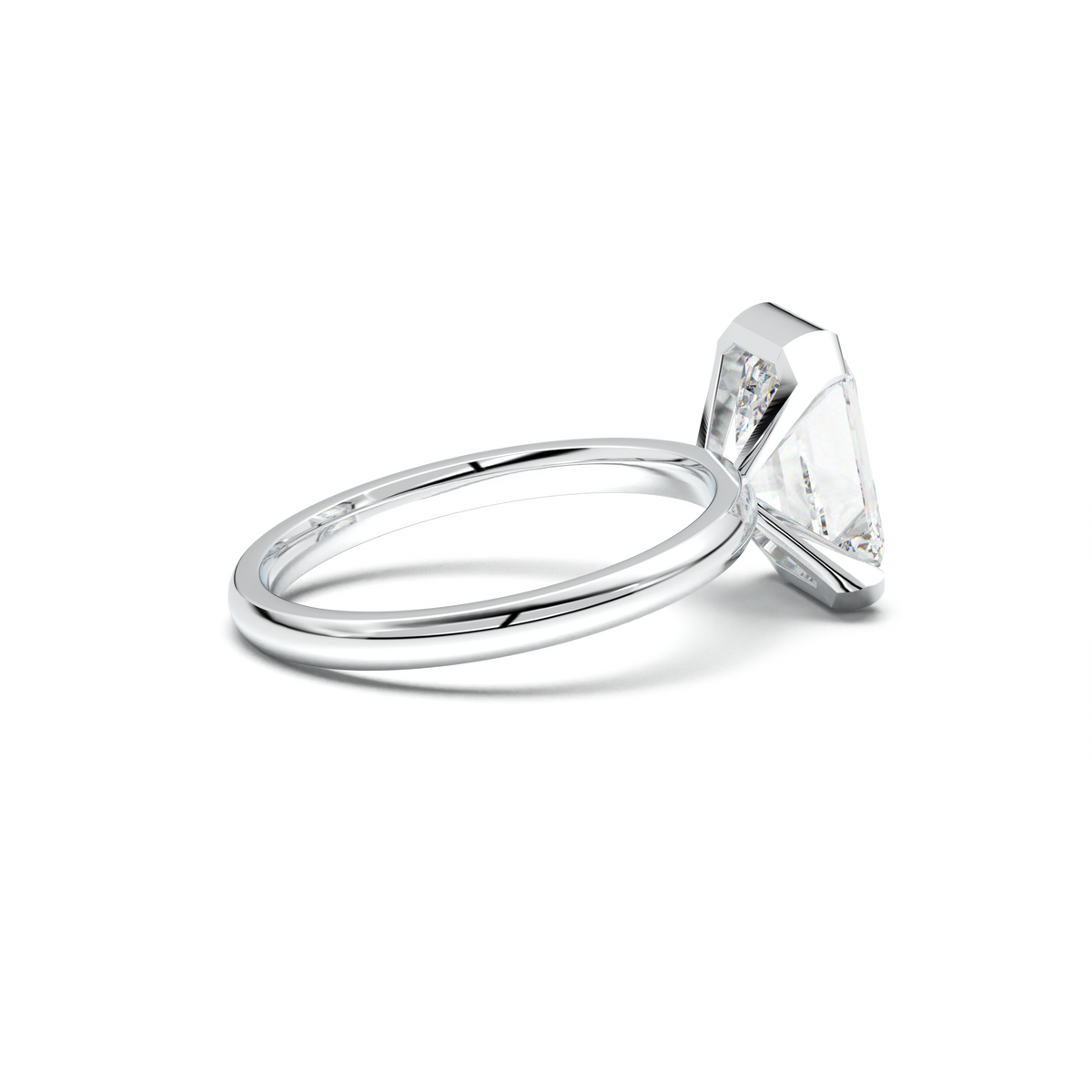 Emerald Cut Half-Bezel Engagement Ring