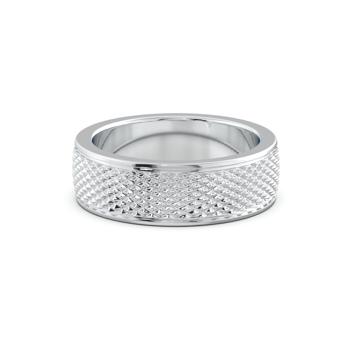 Diamond-Cut Textured Men's Wedding Band