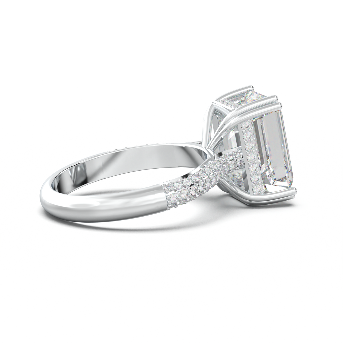 Emerald Double Pavé Engagement Ring