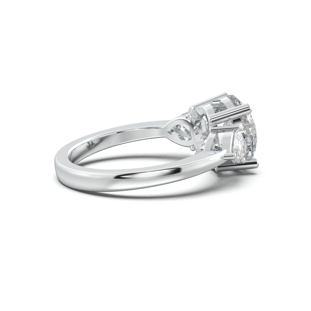 Round Pear Three-Stone Engagement Ring
