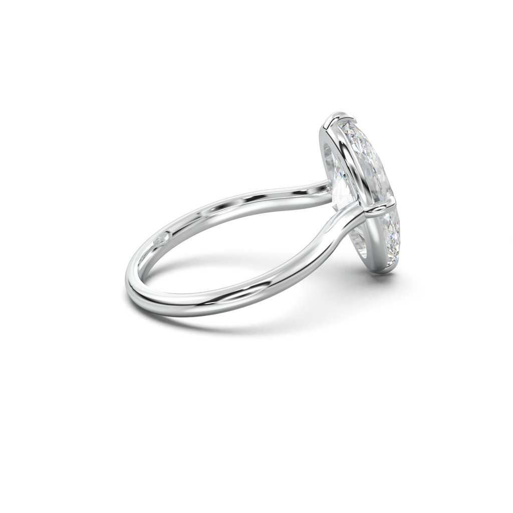 Elongated Moval Solitaire Engagement Ring