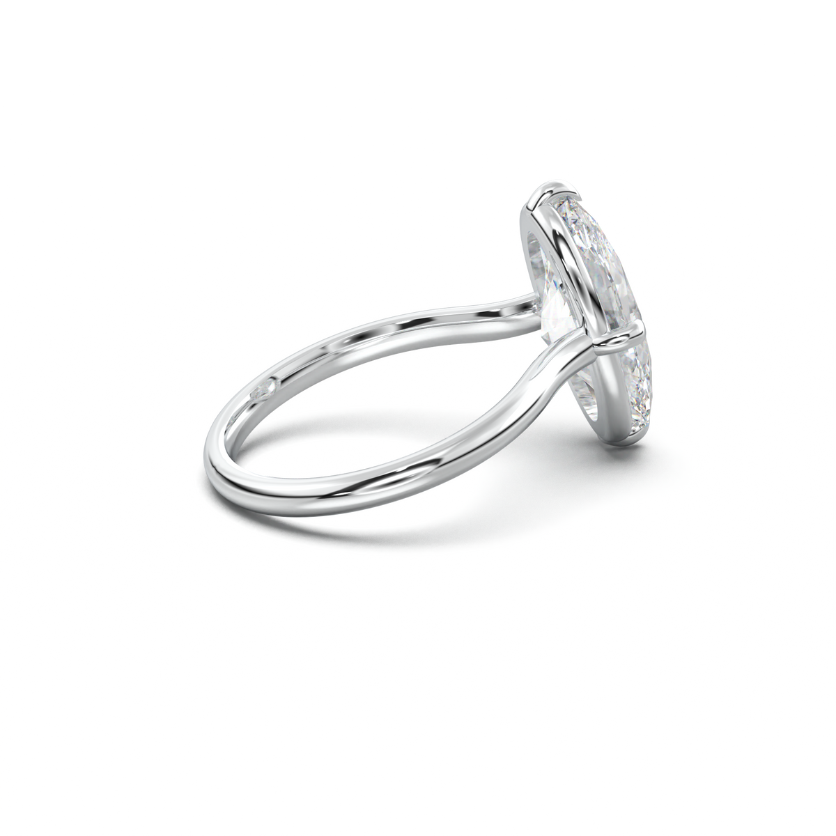 Elongated Moval Solitaire Engagement Ring