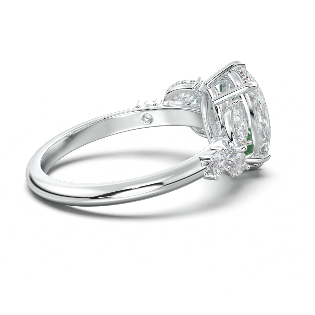 Oval Marquise-Accent Engagement Ring