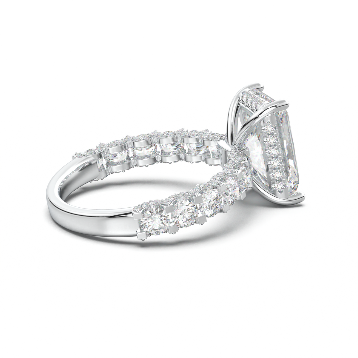 Radiant Diamond Band Engagement Ring