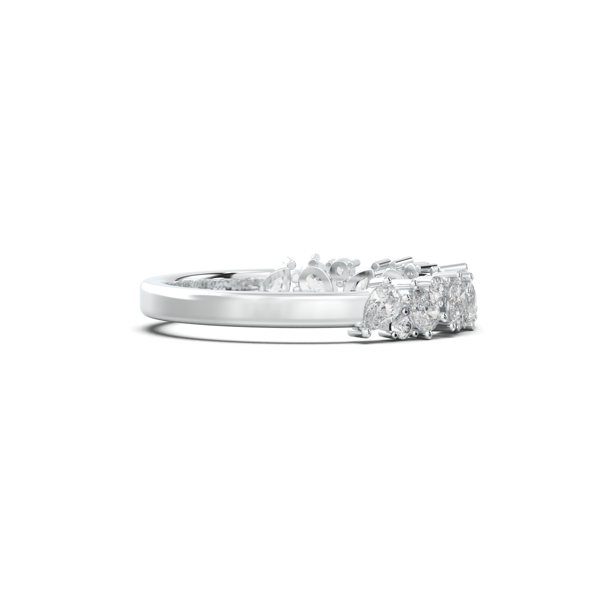 Alternating Pear & Round Half-Eternity Wedding Band