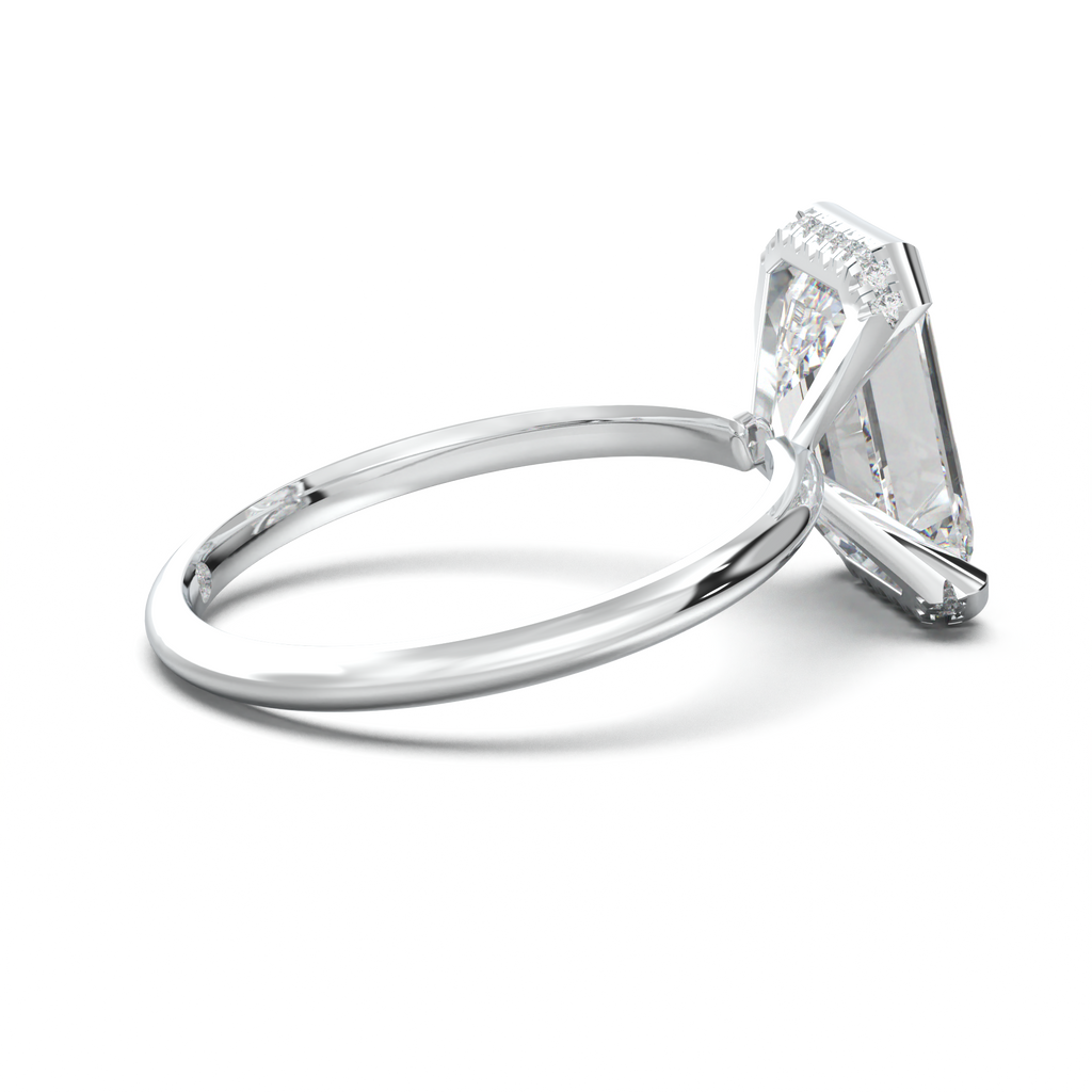 Emerald Hidden Halo Engagement Ring