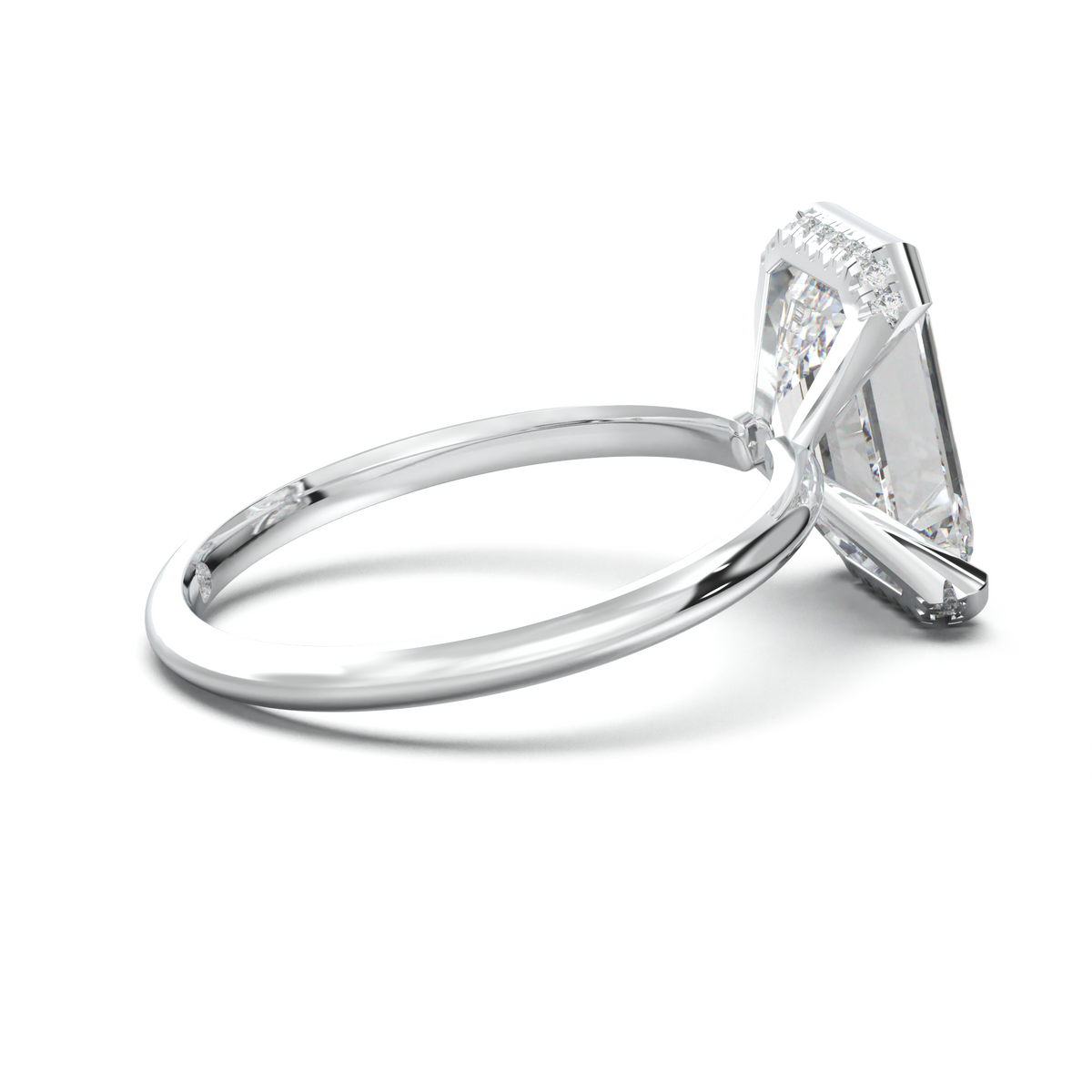 Emerald Hidden Halo Engagement Ring