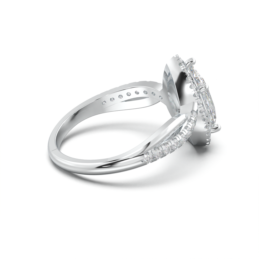 Pear Halo Twisted Pavé Engagement Ring