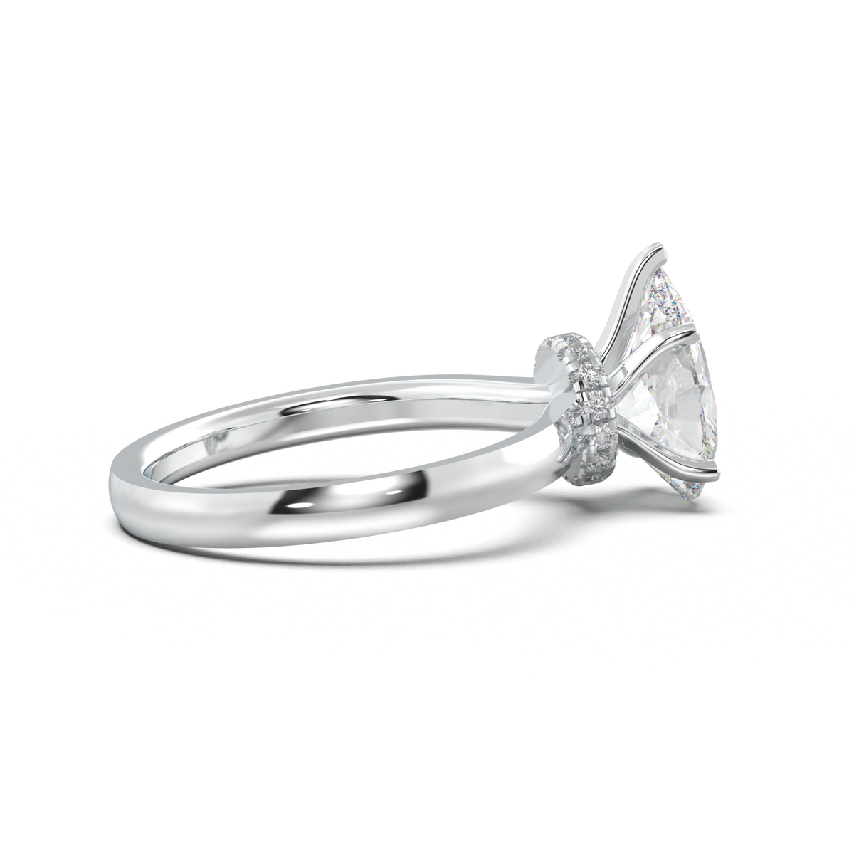 Pear Hidden Halo Engagement Ring