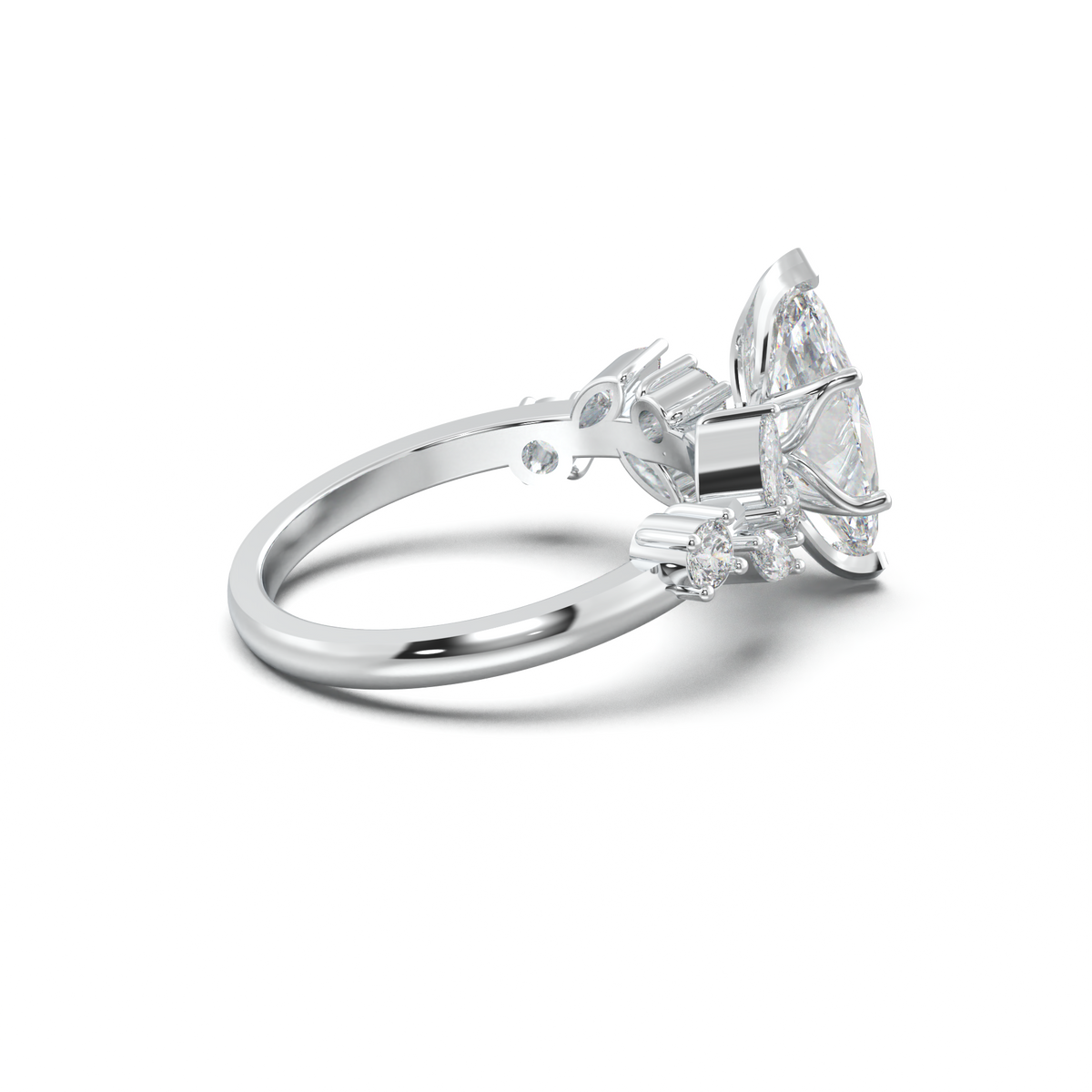 Marquise Mixed Side-Stone Engagement Ring