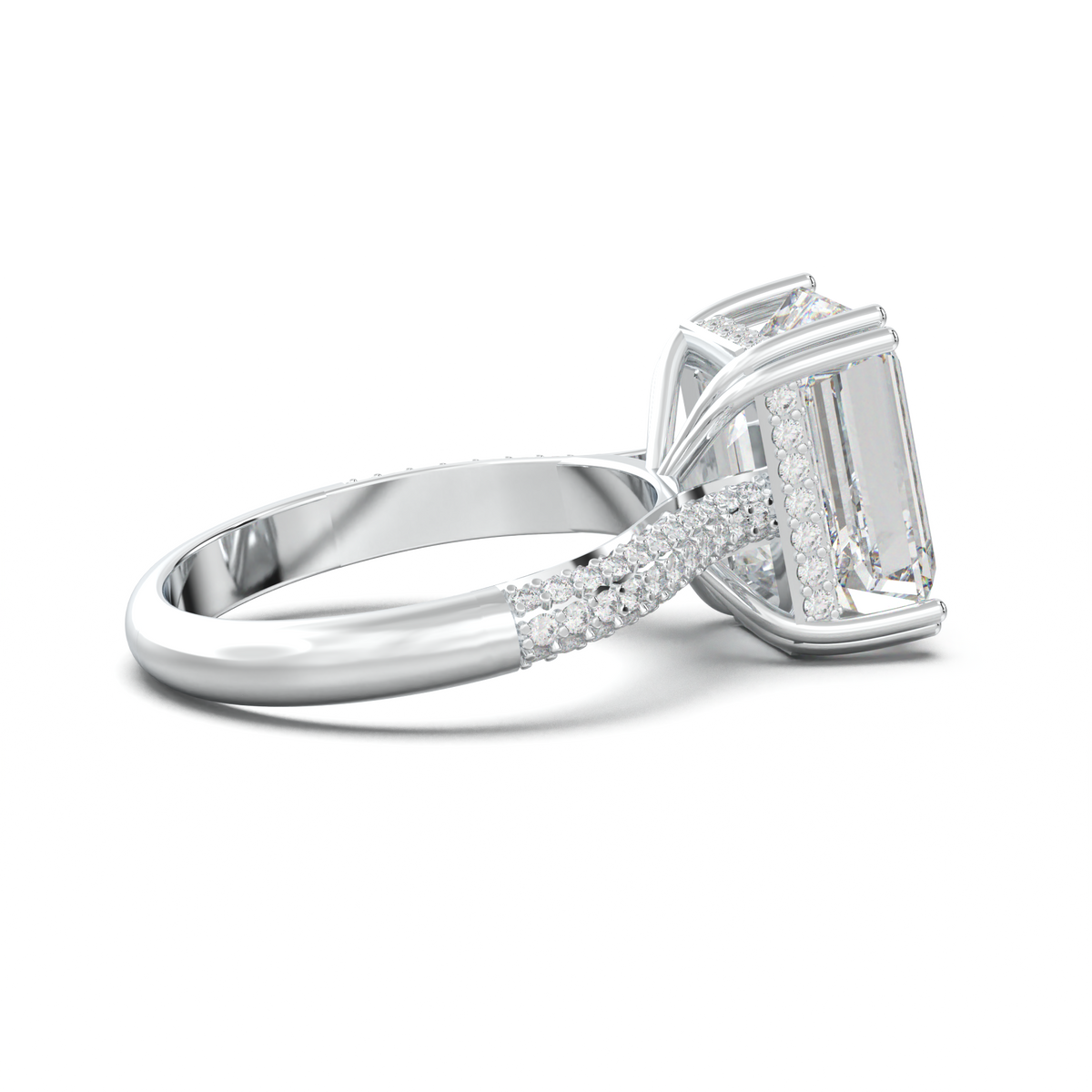Emerald Double Pavé Engagement Ring