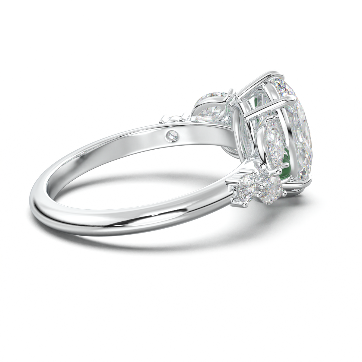 Oval Marquise-Accent Engagement Ring