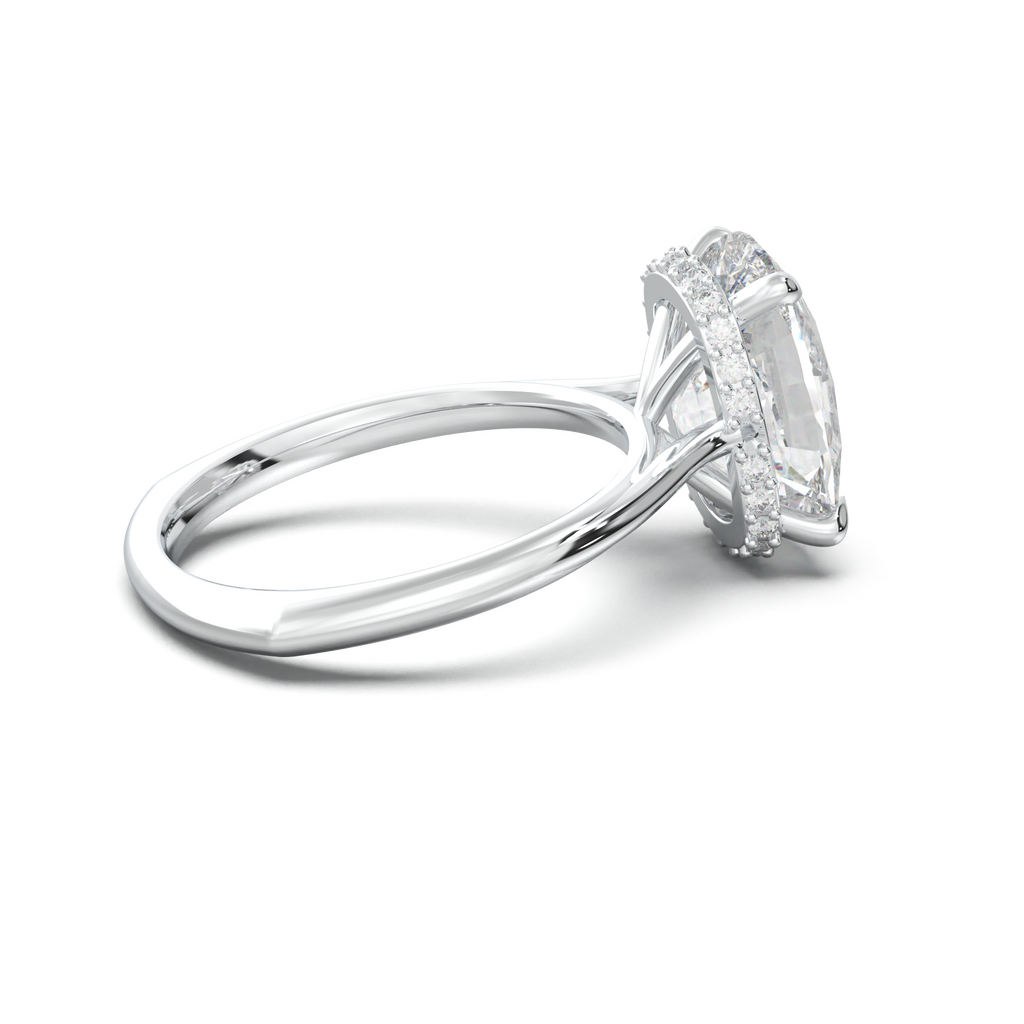 Cushion Hidden Halo Engagement Ring