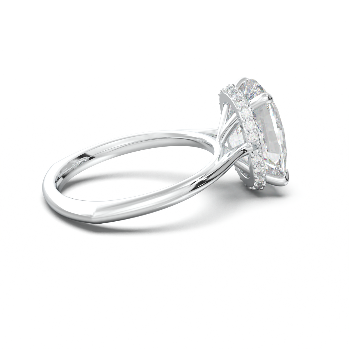 Cushion Hidden Halo Engagement Ring
